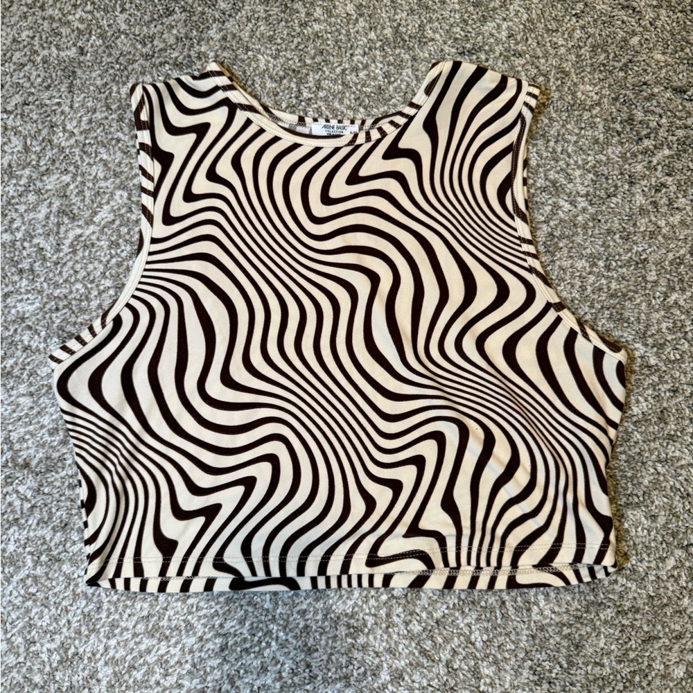 Ardene Brown and Cream Swirl Crop Top